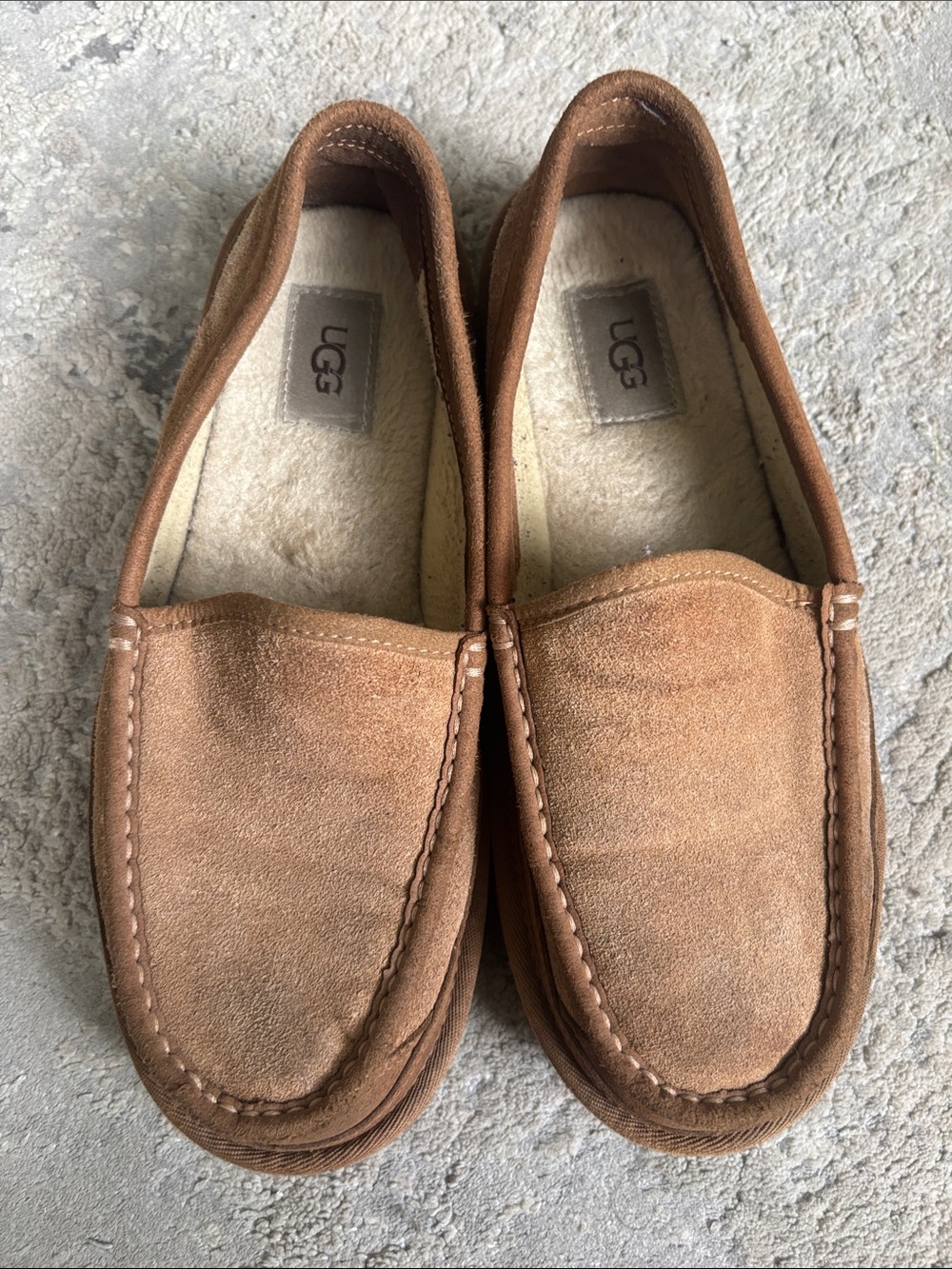 UGG Men's Chestnut Brown Suede Slip-On Moccasins